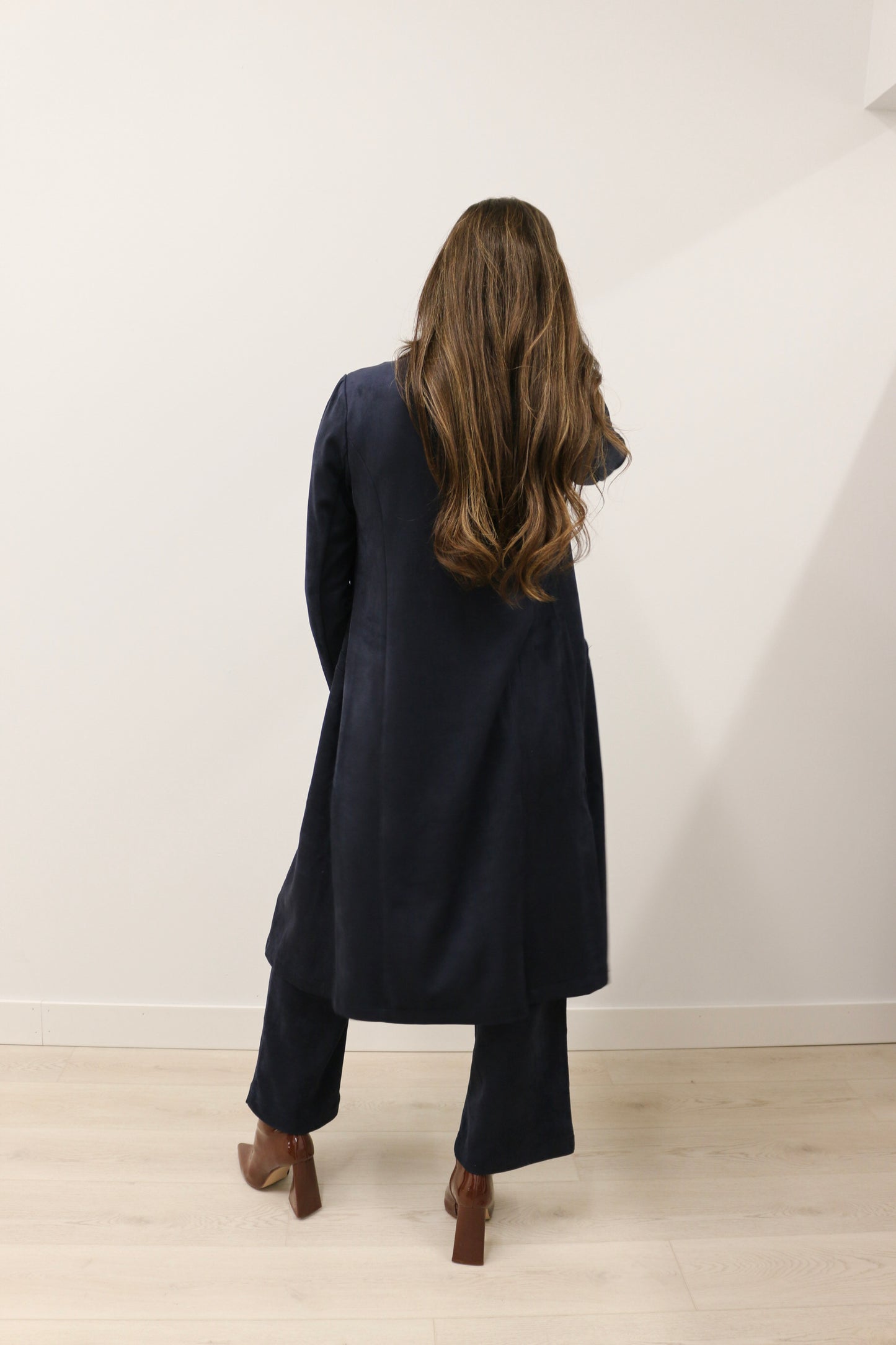 Lana Suede High Waisted Wide Leg Pants - Deep Navy