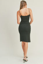 Load image into Gallery viewer, Hailey Asymmetrical Bodycon Knit Midi Dress - Black
