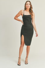 Load image into Gallery viewer, Hailey Asymmetrical Bodycon Knit Midi Dress - Black
