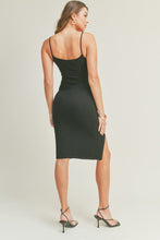 Load image into Gallery viewer, Hailey Asymmetrical Bodycon Knit Midi Dress - Black
