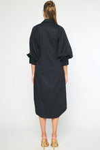 Load image into Gallery viewer, Hillary 3/4 Sleeve Maxi Tie Waist Woven Shirt Dress - Black
