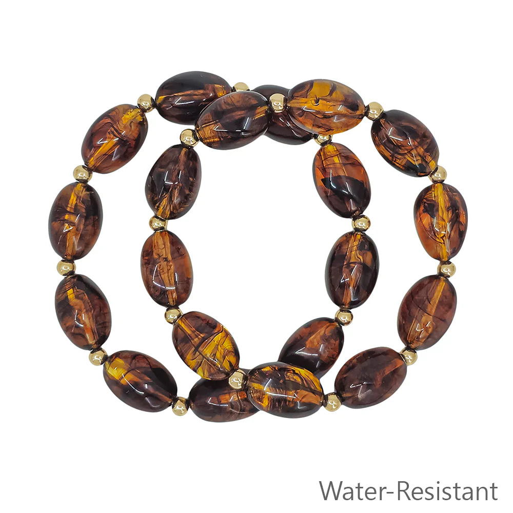 Jenny Petite Beaded Bracelet Set - Brown