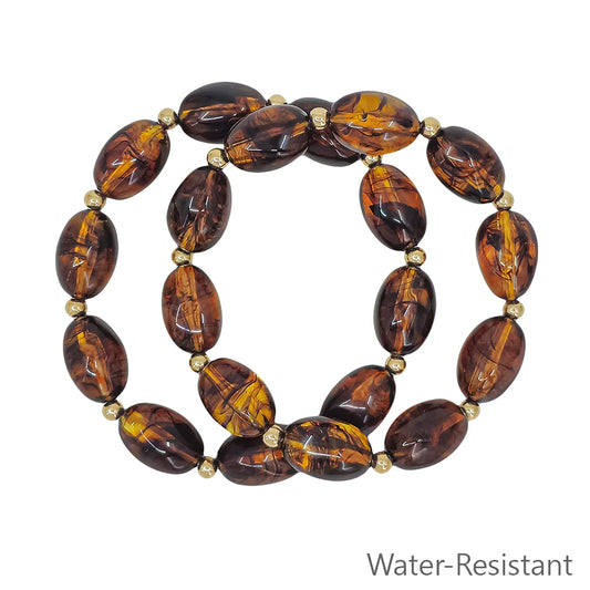 Jenny Petite Beaded Bracelet Set - Brown