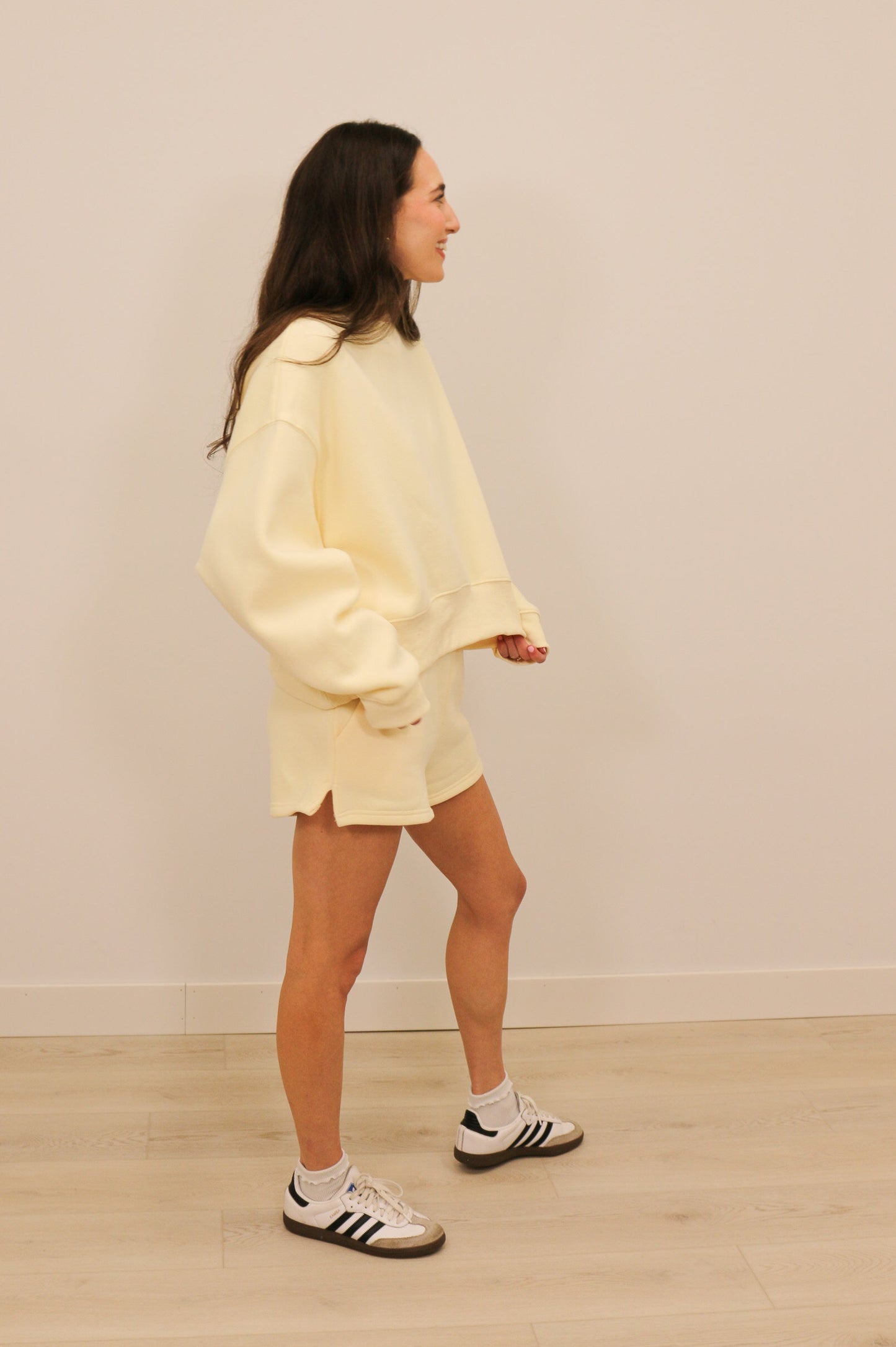 Kate High Waisted Sweat Shorts - Butter Yellow