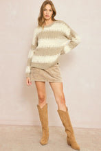 Load image into Gallery viewer, Kensington Abstract Stripe Long Sleeve Sweater Pullover - Mocha
