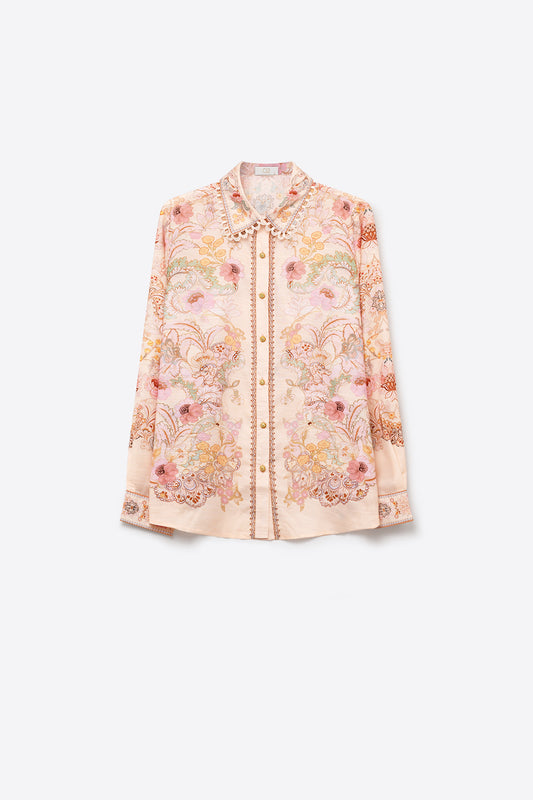 Lacera Long Sleeve Printed Button Up Blouse - Pink Multi
