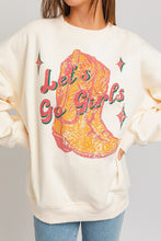 Load image into Gallery viewer, Let&#39;s Go Girls Boot Graphic Crewneck Pullover - Cream Multi
