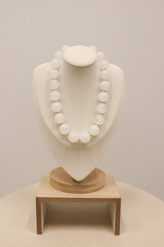 Lolita Beaded Natural Stone Statement Necklace - White