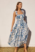 Load image into Gallery viewer, Love Letters Floral Print Tie Strap Fit and Flare Midi Dress - Blue Multi
