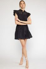 Load image into Gallery viewer, Maddox Shadow Grid Button Up Mini Dress - Black
