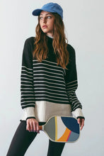 Load image into Gallery viewer, Madison Striped Rib Knit Sweater Pullover - Black Multi
