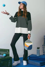 Load image into Gallery viewer, Madison Striped Rib Knit Sweater Pullover - Black Multi
