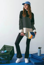 Load image into Gallery viewer, Madison Striped Rib Knit Sweater Pullover - Black Multi
