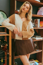 Load image into Gallery viewer, Mae Jacquard Striped V-Neck Knit Sweater Pullover - Light Camel

