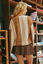Load image into Gallery viewer, Mae Jacquard Striped V-Neck Knit Sweater Pullover - Light Camel
