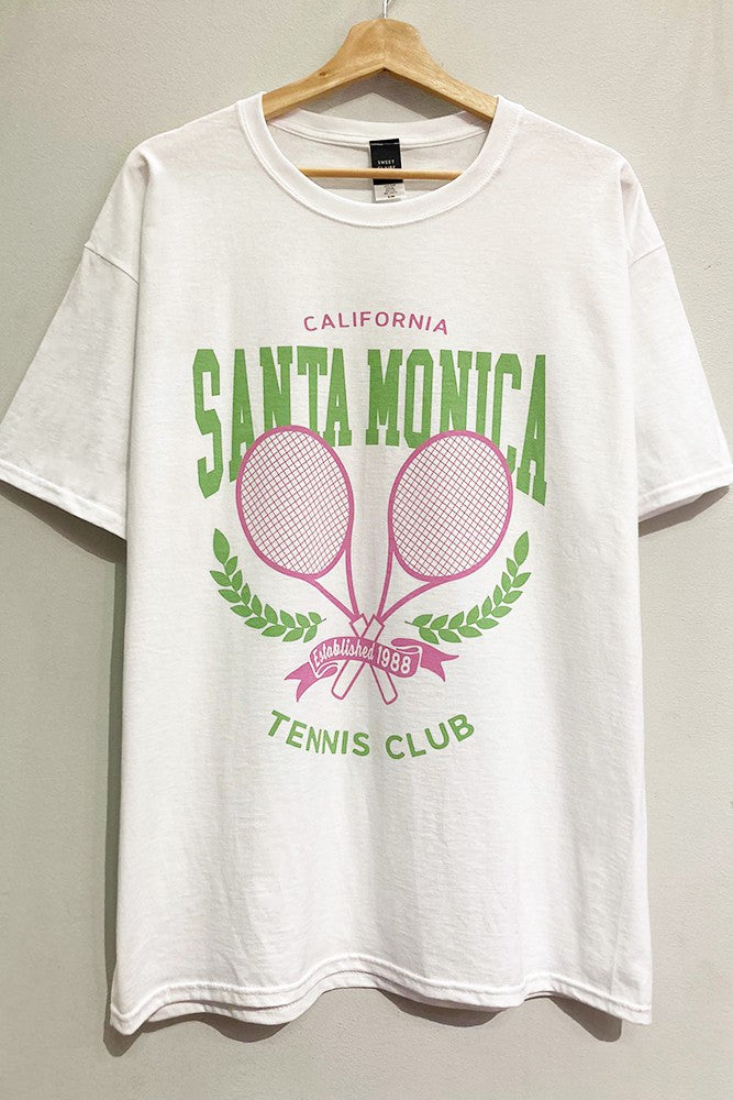 Santa Monica Tennis Club Oversized Short Sleeve Tee - White