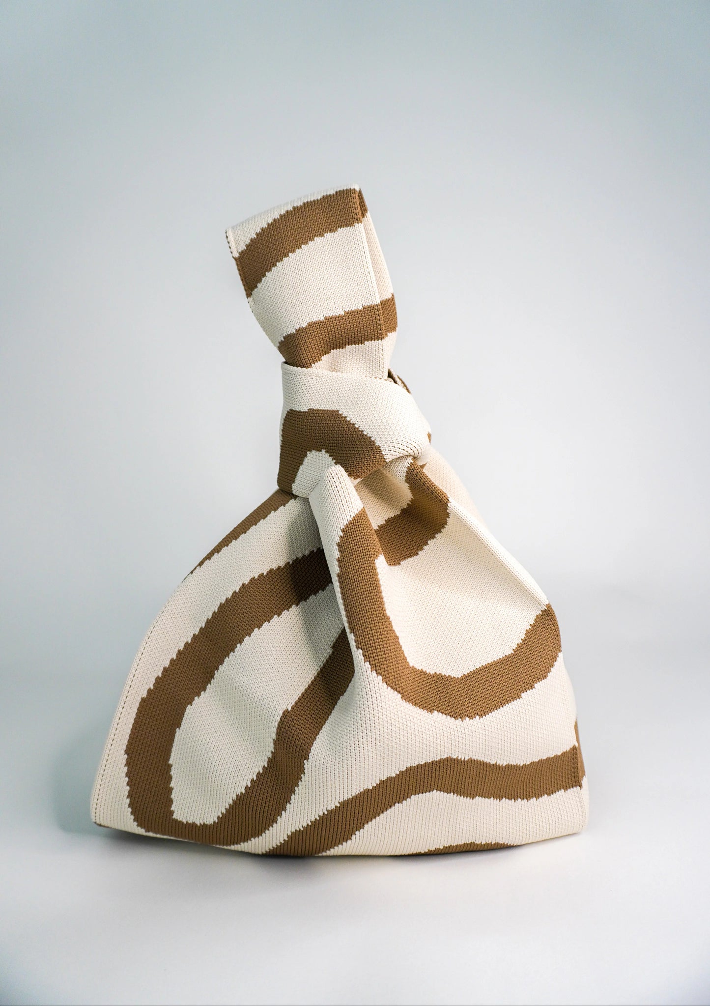 Meander Print Top Knot Machine Washable Bag Small - Beige Multi