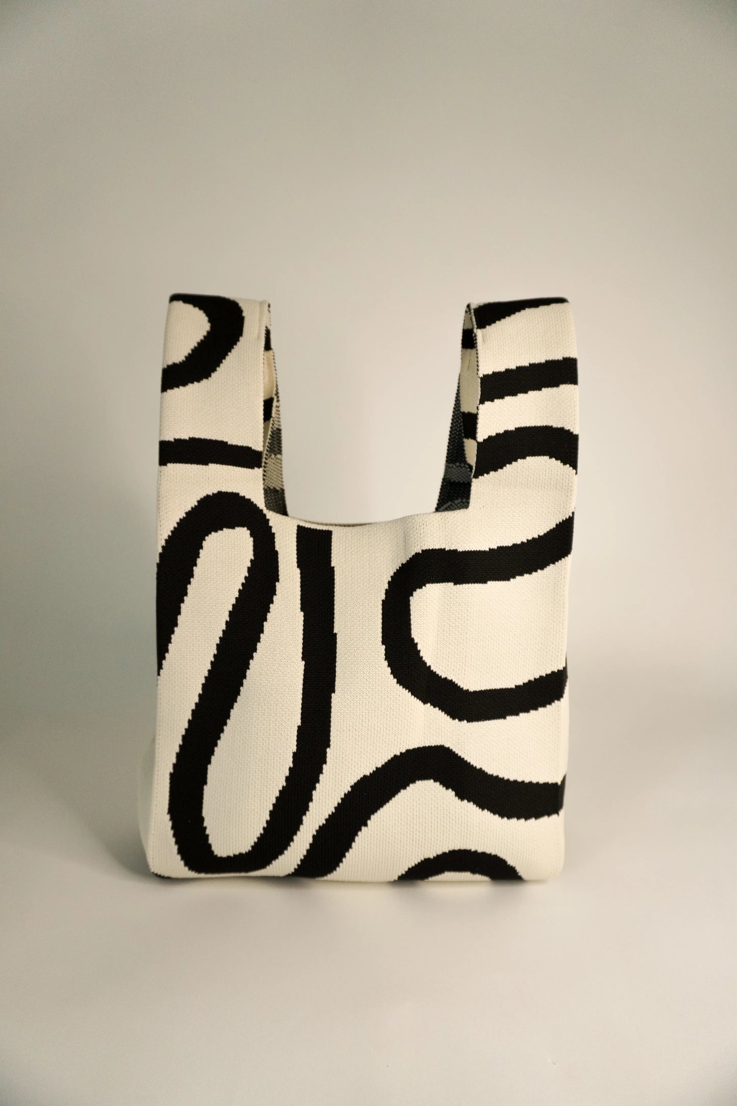 Meander Print Top Knot Machine Washable Bag Small - Black Multi