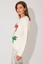 Load image into Gallery viewer, Merry and Bright Holiday Tinsel Letter Pullover Sweater - Ivory Multi
