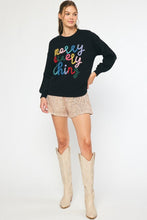 Load image into Gallery viewer, Merry Everything Holiday Fuzzy Long Sleeve Sweater Pullover - Black Multi
