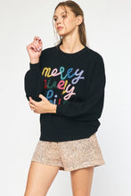 Load image into Gallery viewer, Merry Everything Holiday Fuzzy Long Sleeve Sweater Pullover - Black Multi
