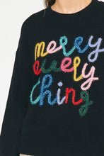 Load image into Gallery viewer, Merry Everything Holiday Fuzzy Long Sleeve Sweater Pullover - Black Multi
