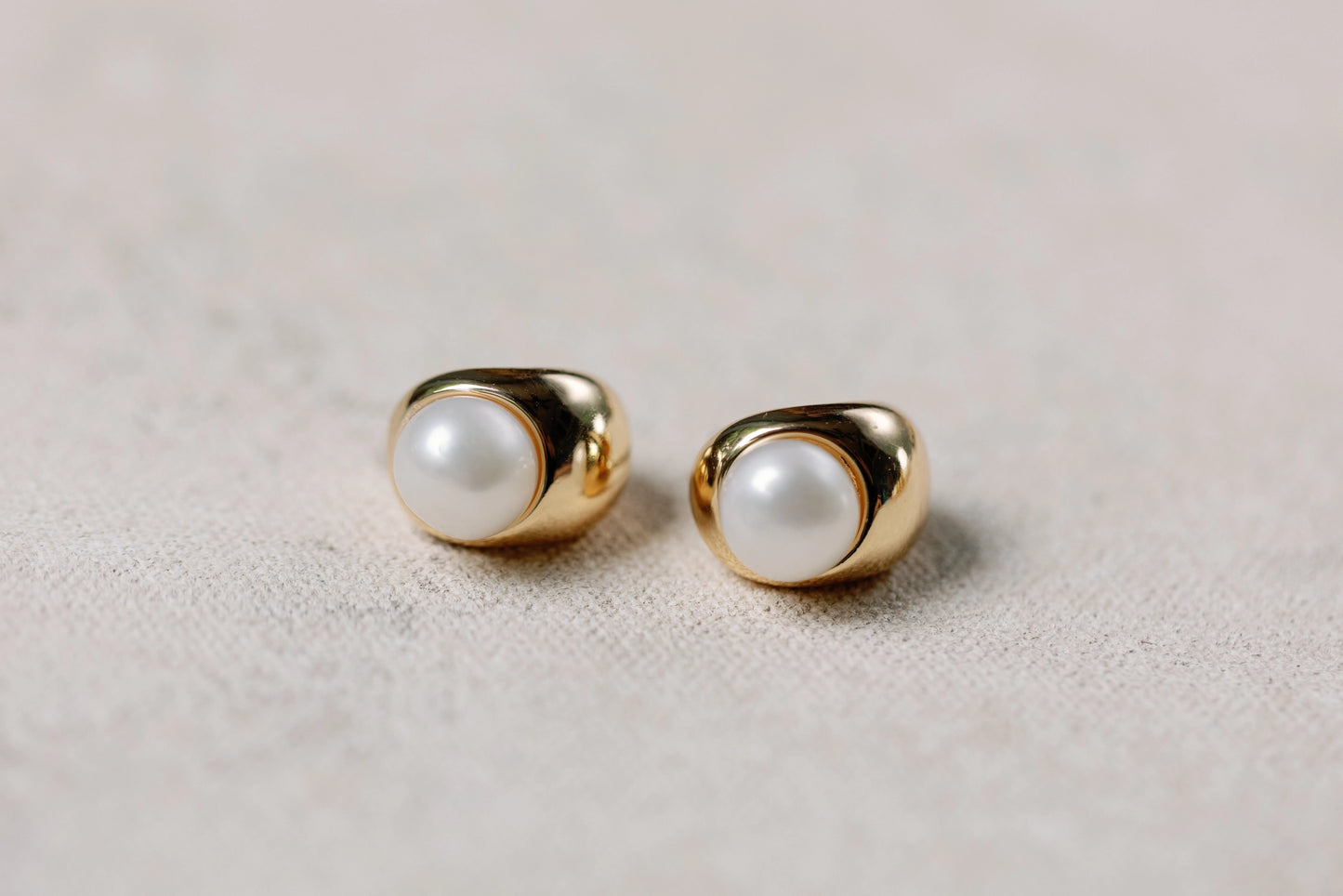 Pearl Huggie Mini Gold Hoop Earring