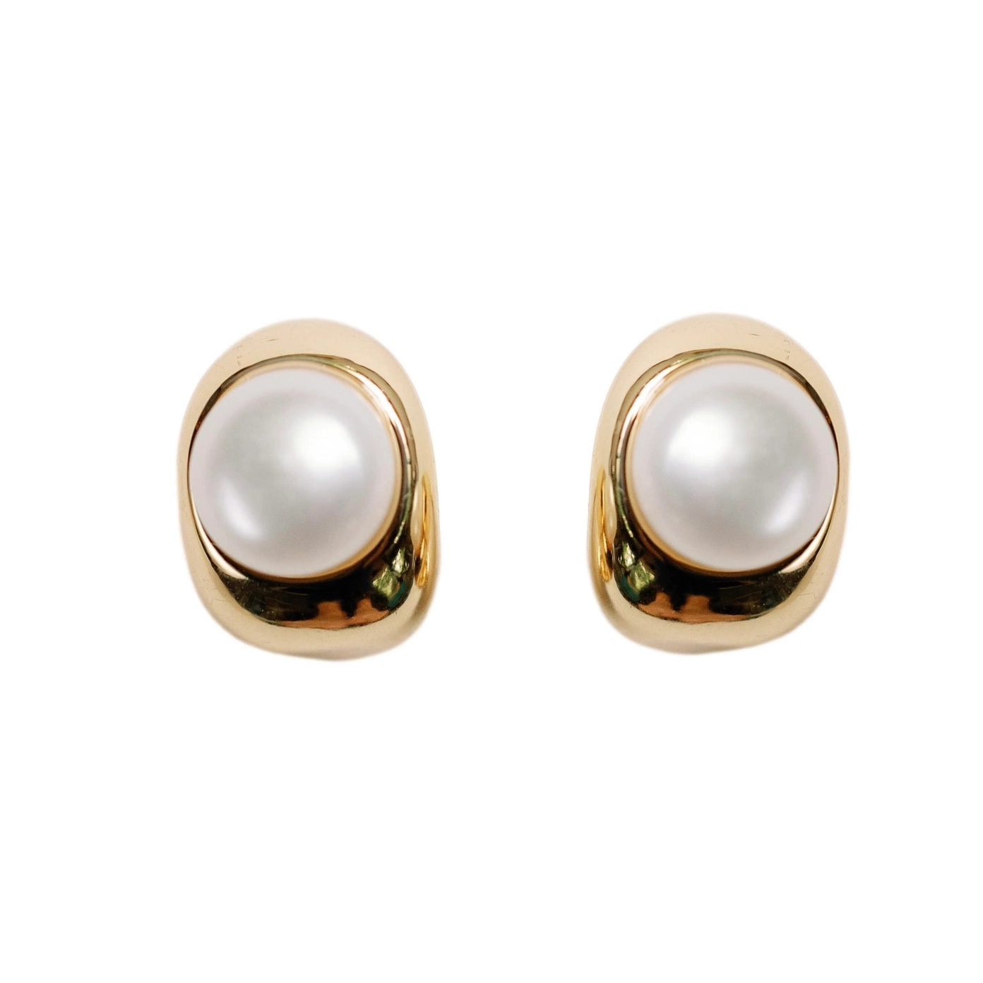 Pearl Huggie Mini Gold Hoop Earring