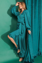 Load image into Gallery viewer, Miranda High-Low Silky Long Sleeve Dress - Teal
