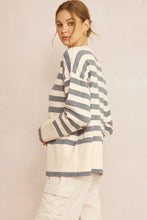 Load image into Gallery viewer, Montauk Oversized Stripe Print Long Sleeve Sweater - Gray
