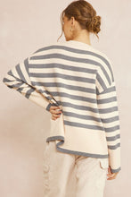 Load image into Gallery viewer, Montauk Oversized Stripe Print Long Sleeve Sweater - Gray
