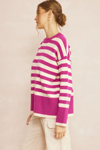 Load image into Gallery viewer, Montauk Oversized Stripe Print Long Sleeve Sweater - Orchid Pink
