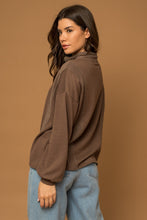 Load image into Gallery viewer, Morgan Long Sleeve Half-Zip Reverse Sweatshirt Pullover - Mocha
