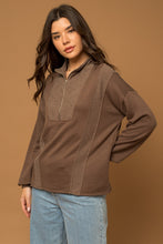 Load image into Gallery viewer, Morgan Long Sleeve Half-Zip Reverse Sweatshirt Pullover - Mocha

