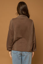 Load image into Gallery viewer, Morgan Long Sleeve Half-Zip Reverse Sweatshirt Pullover - Mocha
