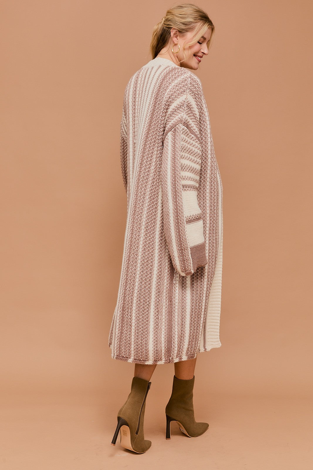 Morgan Long Sleeve Open Front Maxi Cardigan - Mocha