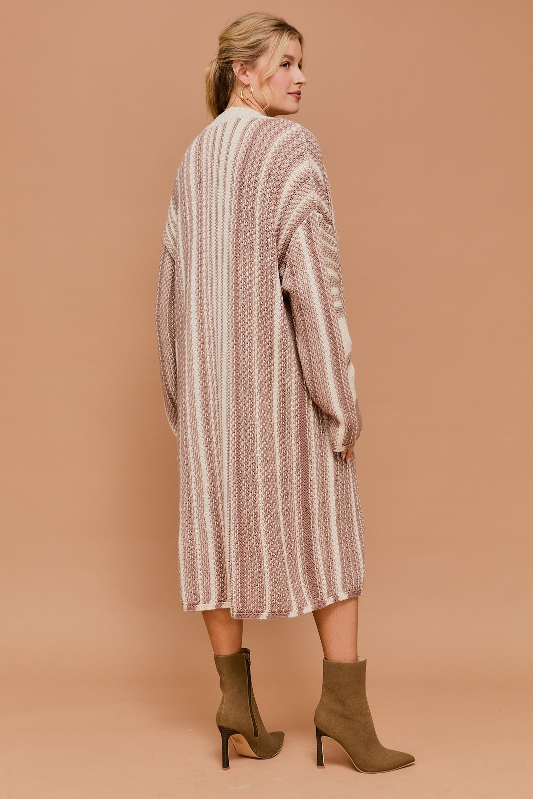 Morgan Long Sleeve Open Front Maxi Cardigan - Mocha