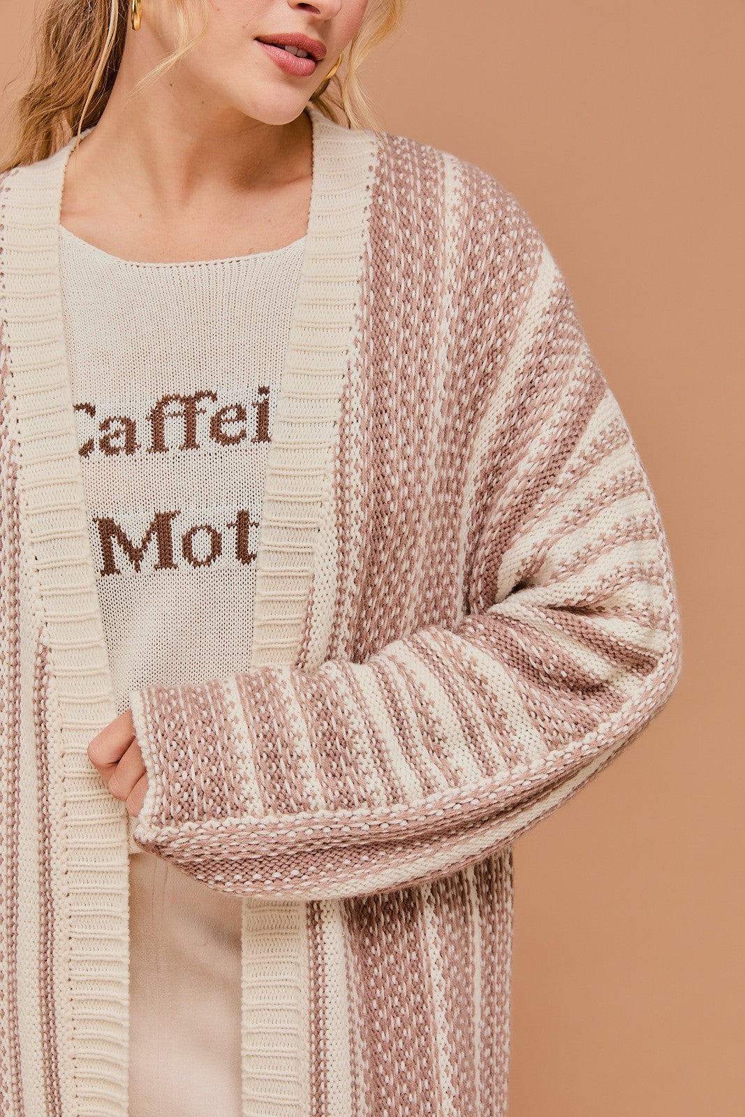 Morgan Long Sleeve Open Front Maxi Cardigan - Mocha