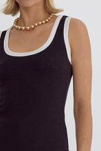 Load image into Gallery viewer, Nadia Sleeveless Contrast Trim Rib Knit Tank Top - Black White
