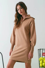 Load image into Gallery viewer, Palmer Half Zip Sailor Collar Knit Sweater Dress - Tan
