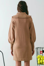Load image into Gallery viewer, Palmer Half Zip Sailor Collar Knit Sweater Dress - Tan
