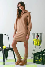 Load image into Gallery viewer, Palmer Half Zip Sailor Collar Knit Sweater Dress - Tan
