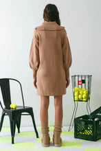 Load image into Gallery viewer, Palmer Half Zip Sailor Collar Knit Sweater Dress - Tan
