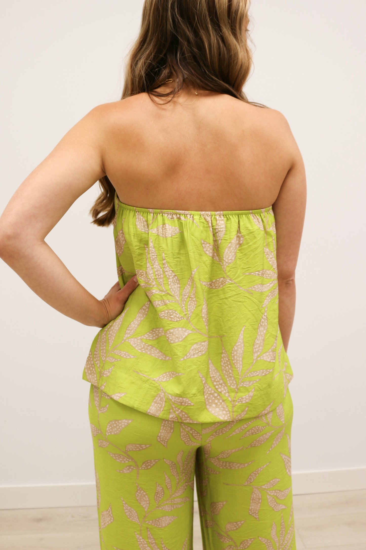 Prima Botanical Print Tube Top - Chartreuse Multi