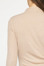 Load image into Gallery viewer, Rachel Ribbed Knit Mock Neck Shirred Front Long Sleeve Top - Oatmeal

