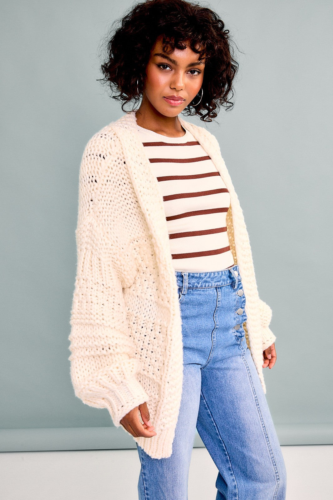 Oversized Cardigan Short Chunky Knit Cardigan Ladies Cardigan