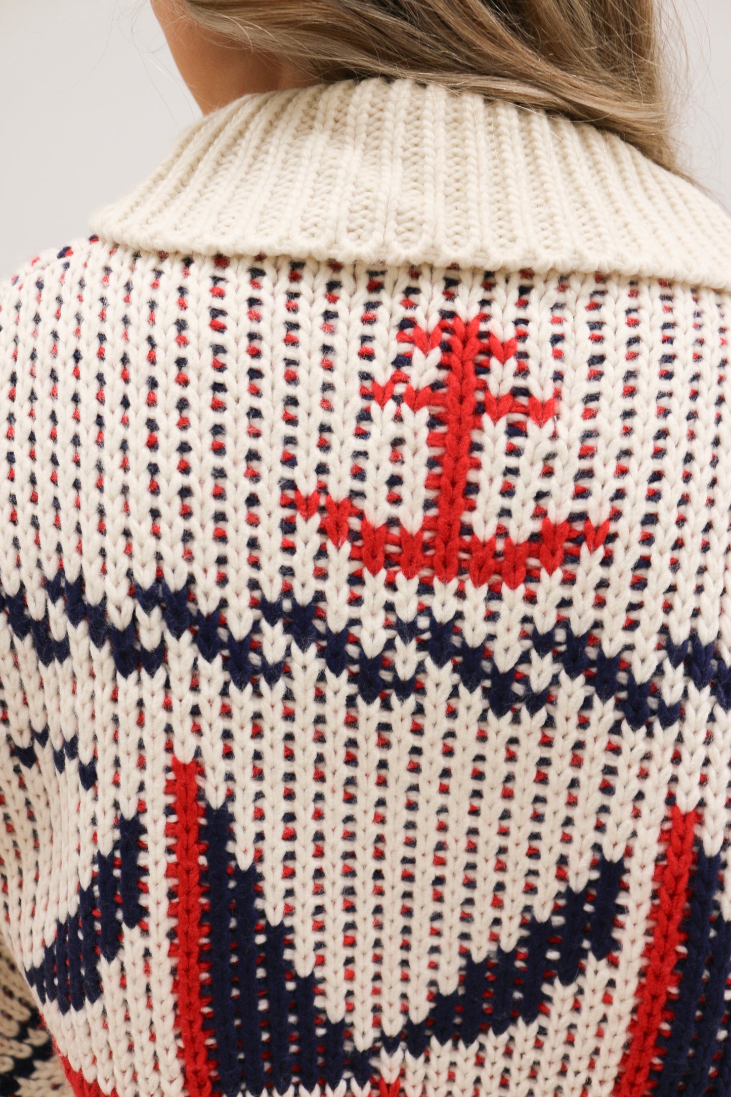 Sailboat Nautical Print Front Zip Cardigan - Cream Multi