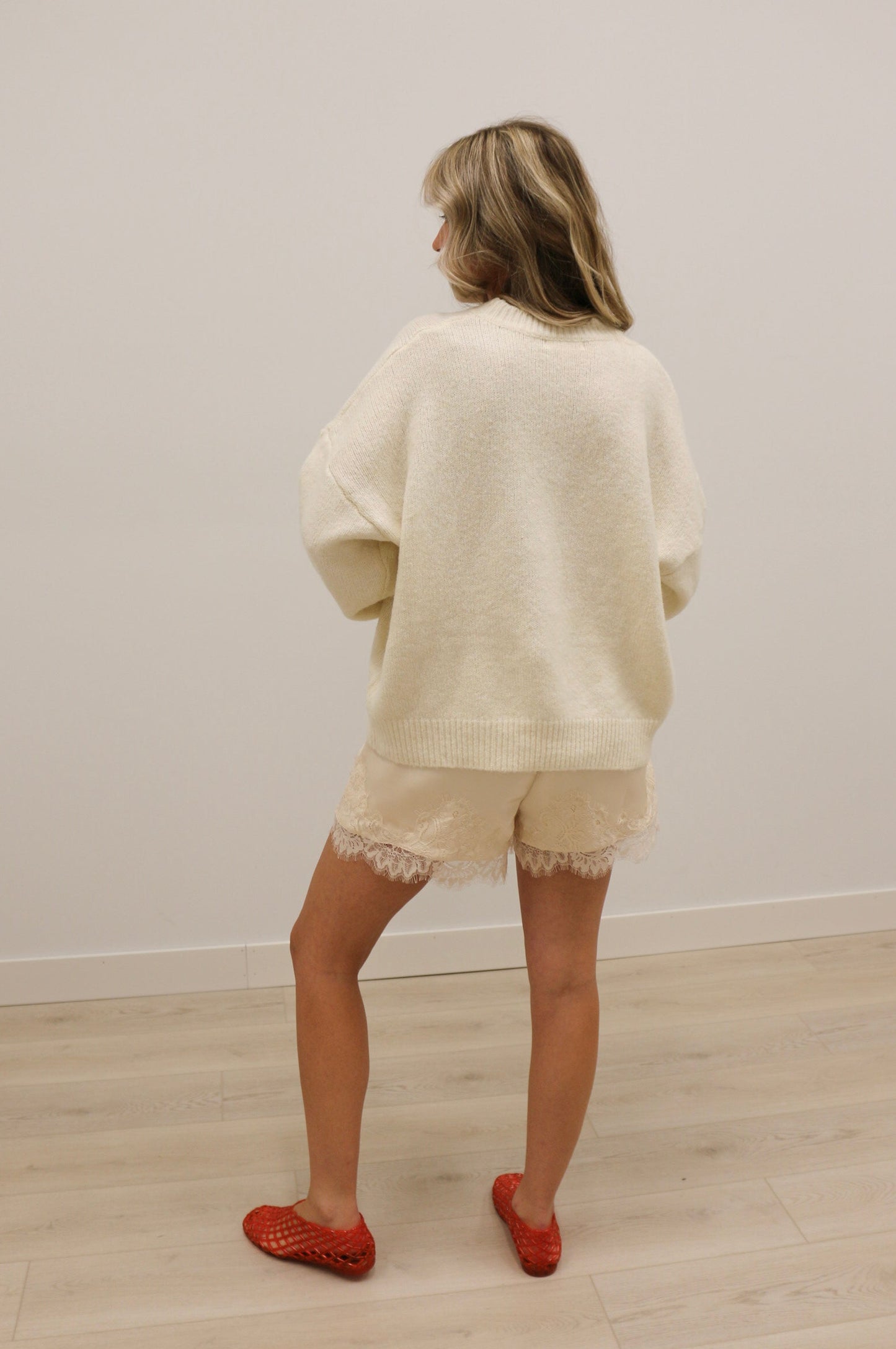 Sailboat Print Long Sleeve Fuzzy Sweater - Cream Multi
