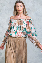 Load image into Gallery viewer, Samantha Floral Off the Shoulder Embroidered Blouse - Bronze Teal Multi

