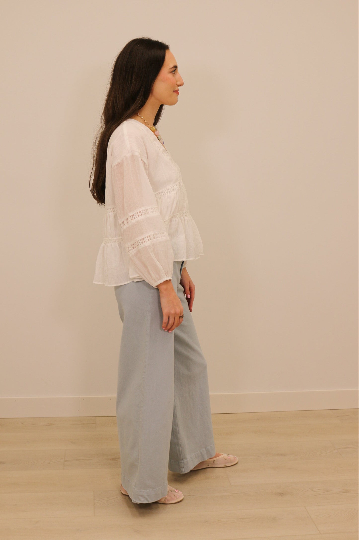 Sandra High Waisted Wide Leg Soft Pants - Robin Egg